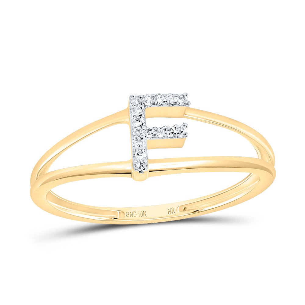 10K Yellow Gold Diamond Gift Initial "F" Women's Ring 1/20 Cttw - Splendid Jewellery
