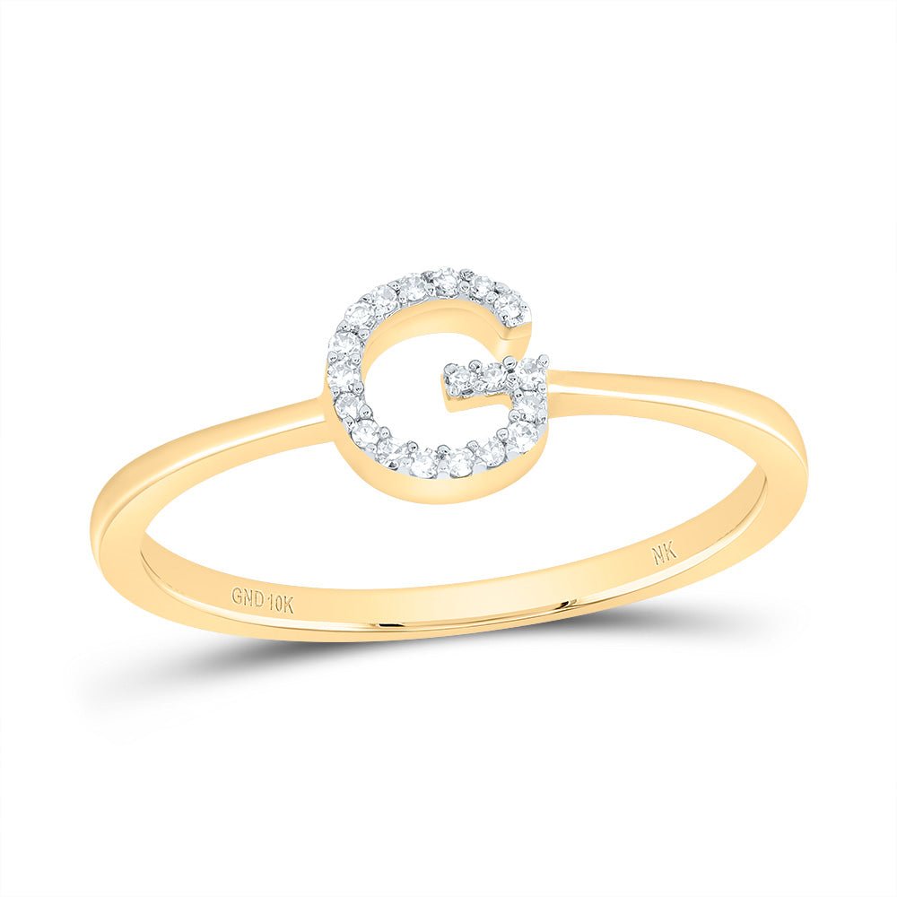 10K Yellow Gold Diamond Gift Initial "G" Ring 1/20 Cttw - Splendid Jewellery