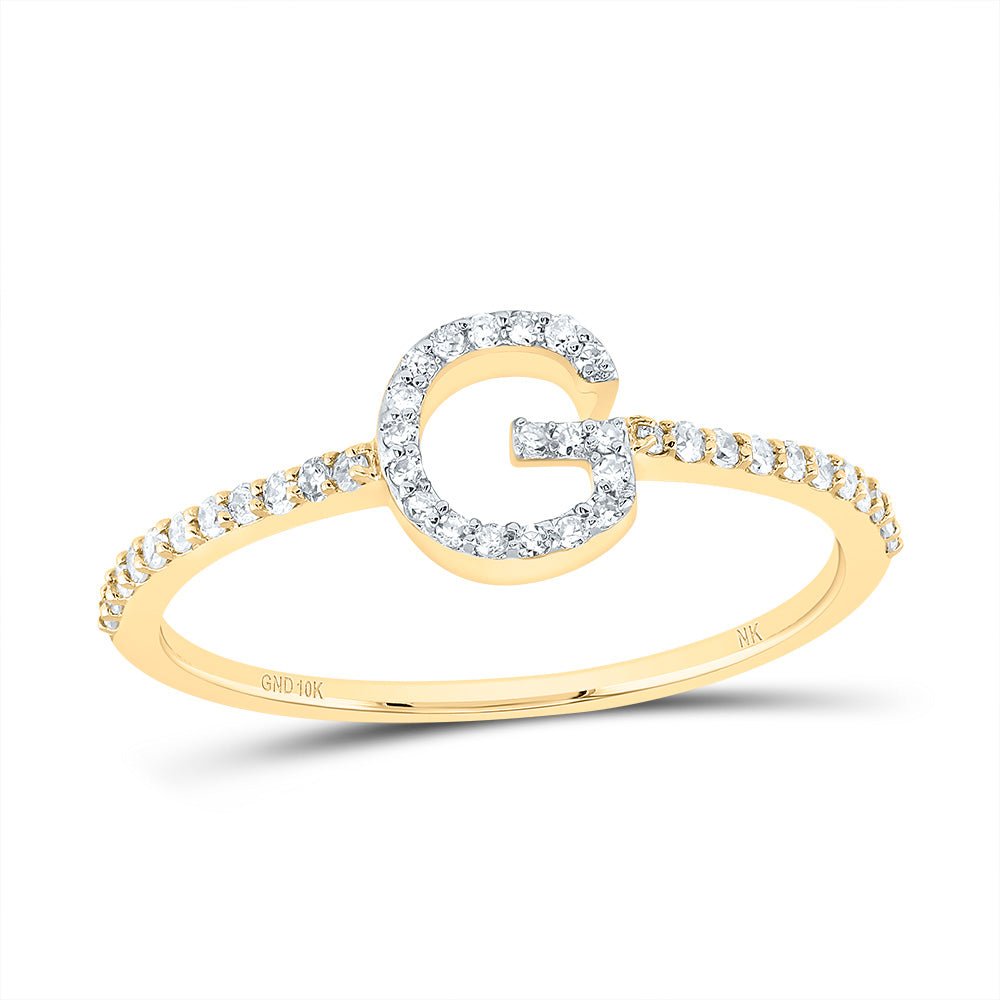 10K Yellow Gold Diamond Gift Initial "G" Ring 1/6 Cttw - Splendid Jewellery