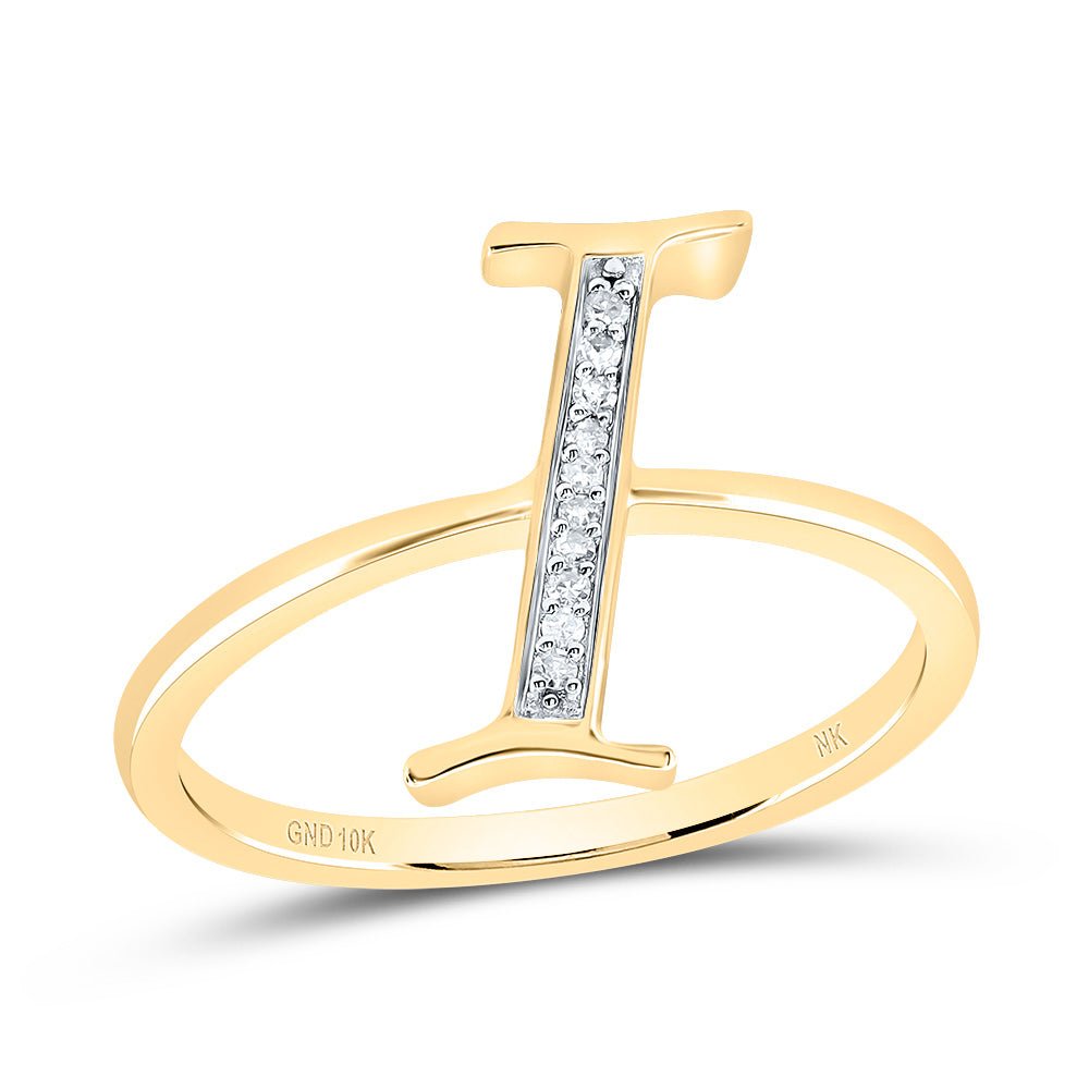 10K Yellow Gold Diamond Gift Initial "I" Women's Ring 1/20 Cttw - Splendid Jewellery