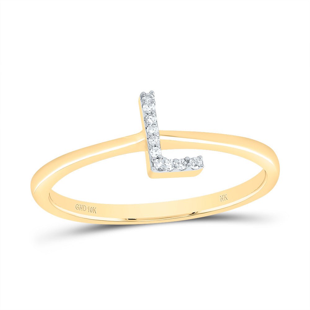 10K Yellow Gold Diamond Gift Initial "L" Ring 0.03 Cttw - Splendid Jewellery