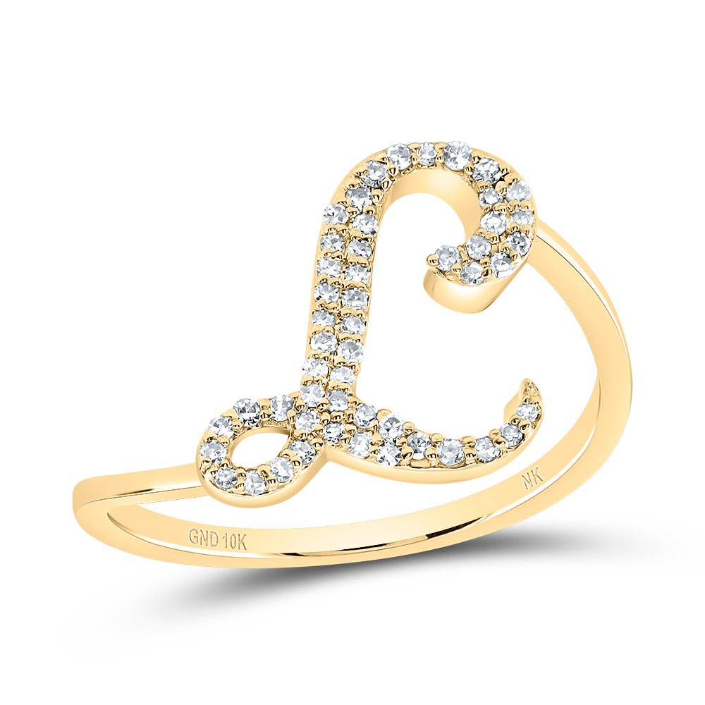 10K Yellow Gold Diamond Gift Initial "L" Ring 1/6 Cttw - Splendid Jewellery