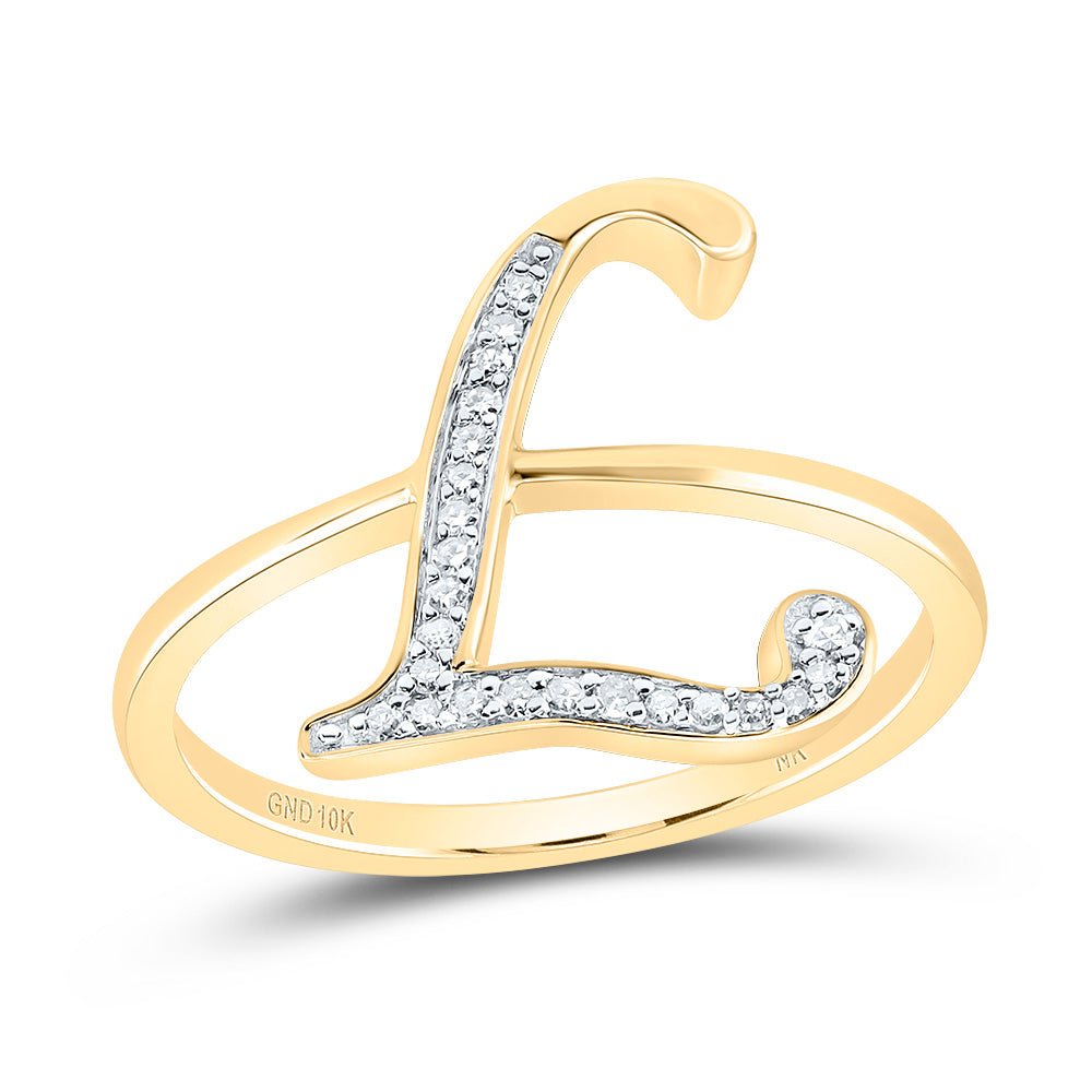 10K Yellow Gold Diamond Gift Initial "L" Women's Ring 1/10 Cttw - Splendid Jewellery