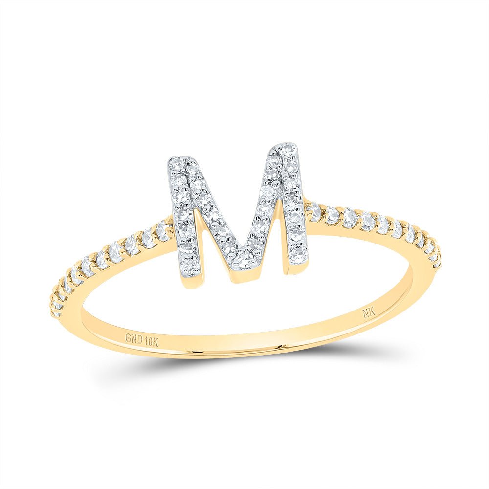 10K Yellow Gold Diamond Gift Initial "M" Ring 1/5 Cttw - Splendid Jewellery