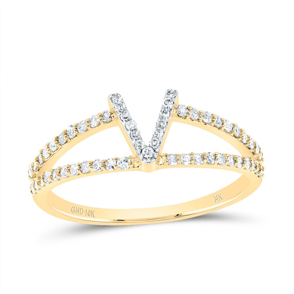 10K Yellow Gold Diamond Gift Initial "V" Women's Ring 1/4 Cttw - Splendid Jewellery