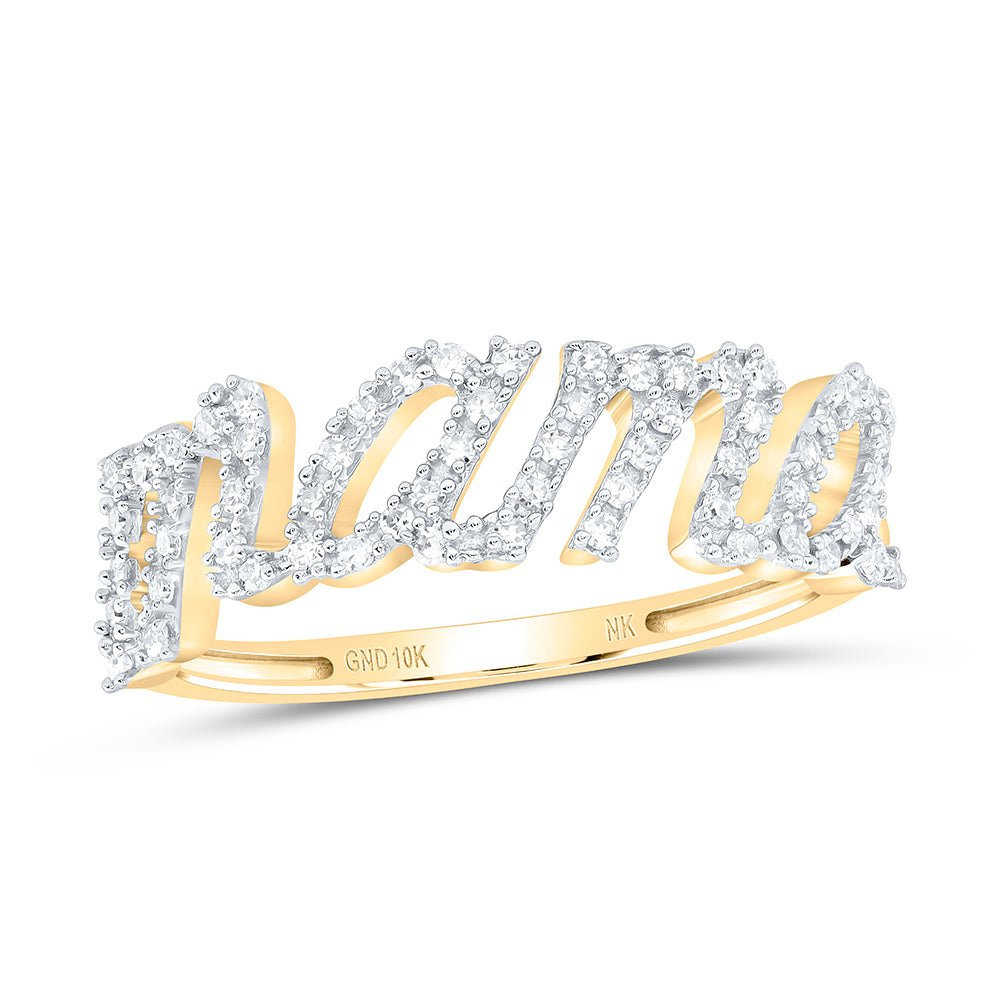 10K Yellow Gold Diamond Gift "Mama" Ring 1/5 Cttw - Splendid Jewellery
