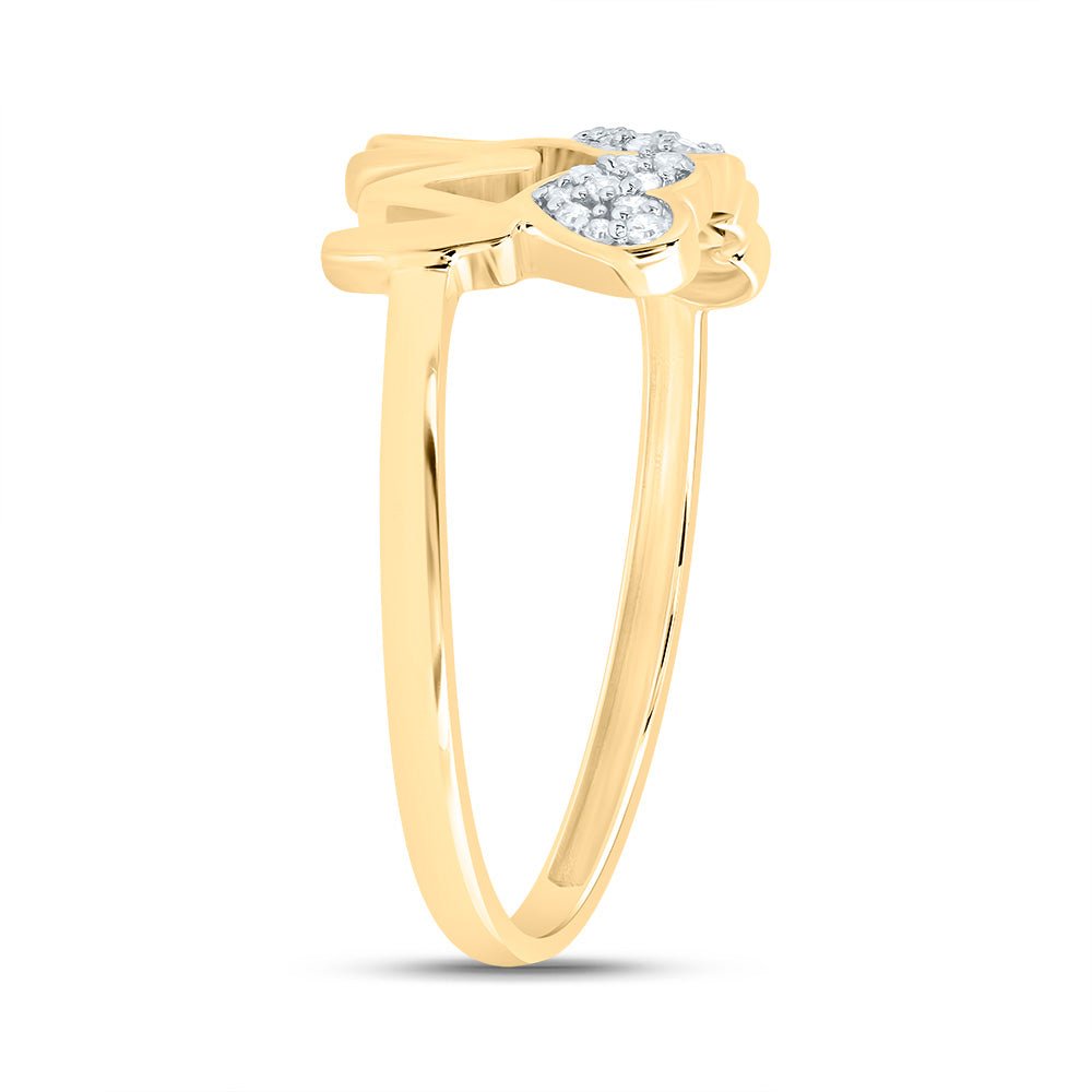 10K Yellow Gold Diamond Mom Heart Ring 1/10 Cttw - Splendid Jewellery
