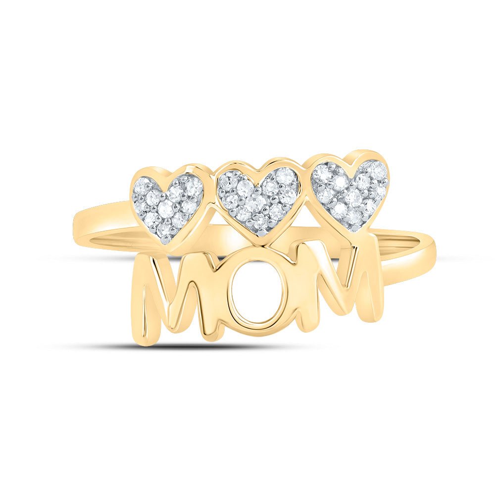 10K Yellow Gold Diamond Mom Heart Ring 1/10 Cttw - Splendid Jewellery