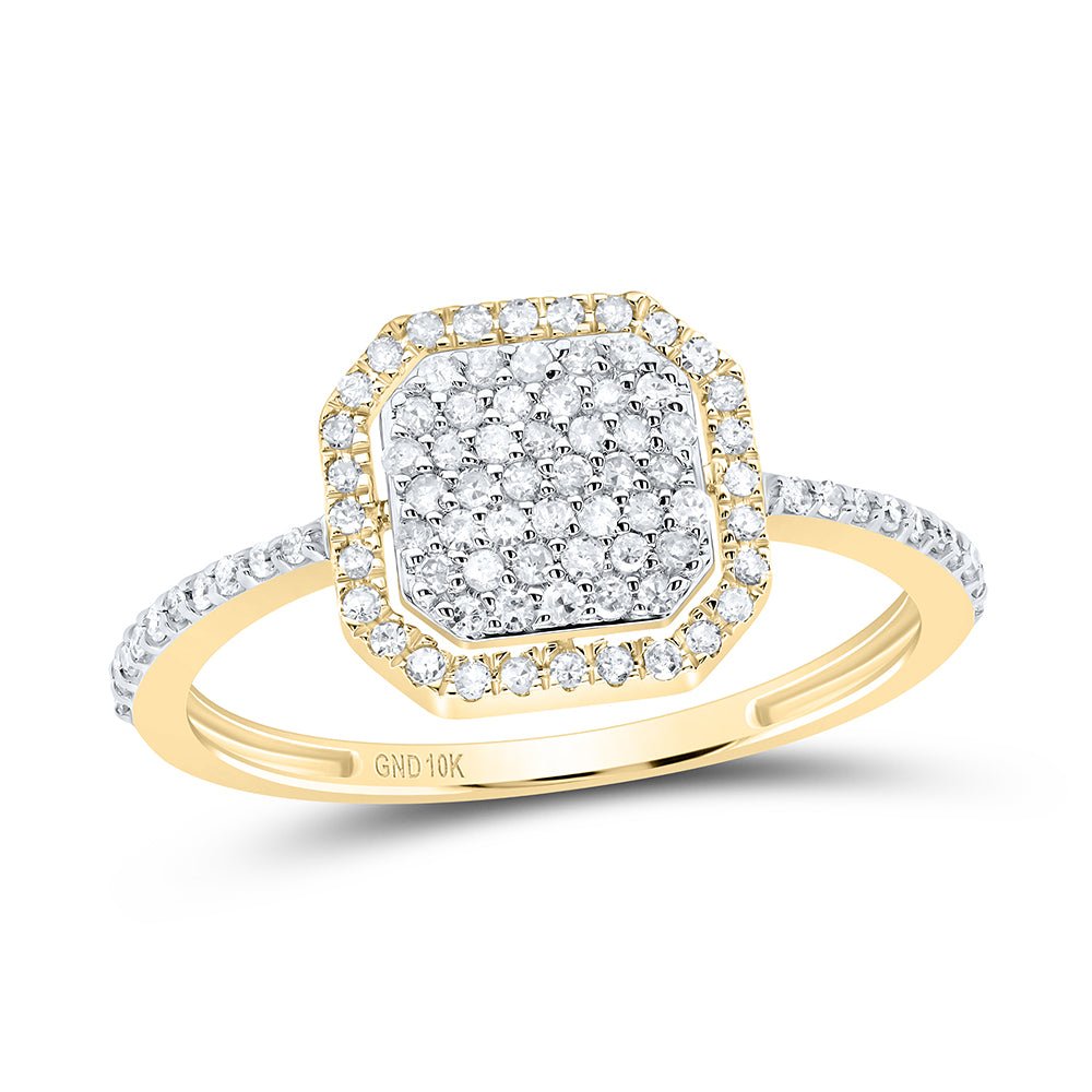 10K Yellow Gold Diamond Octagon Ring 1/3 Cttw - Splendid Jewellery