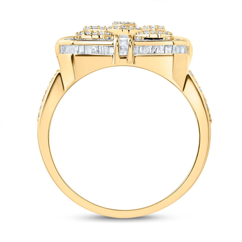 10K Yellow Gold Diamond Square Men's Ring 1 3/4 Cttw - Splendid Jewellery