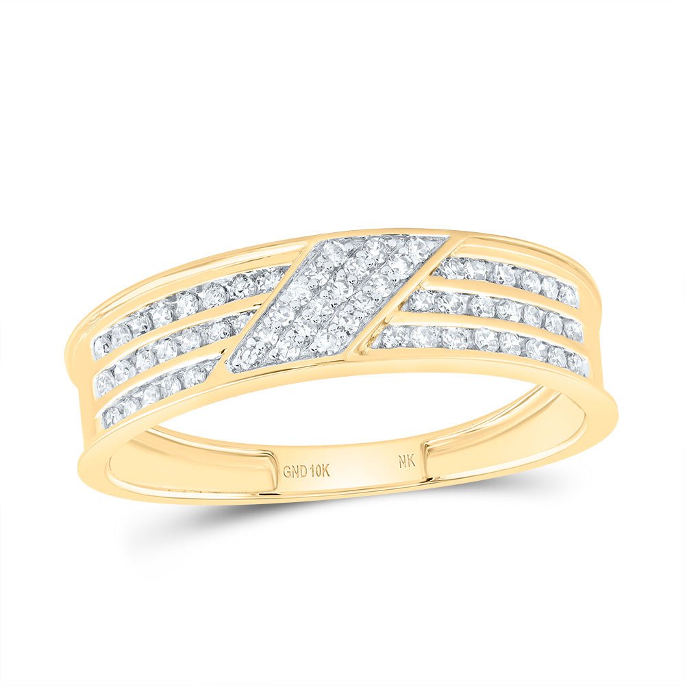 10K Yellow Gold Diamond Square Trio Ring Set 7/8 Cttw - Splendid Jewellery