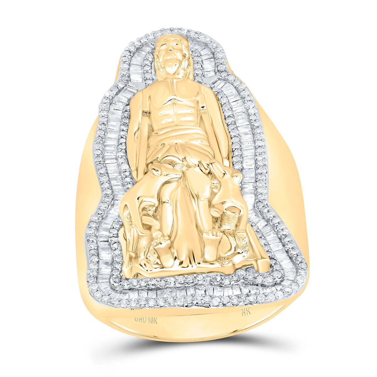 10K Yellow Gold Diamond St. Lazaro Men's Ring 1 1/8 Cttw - Splendid Jewellery