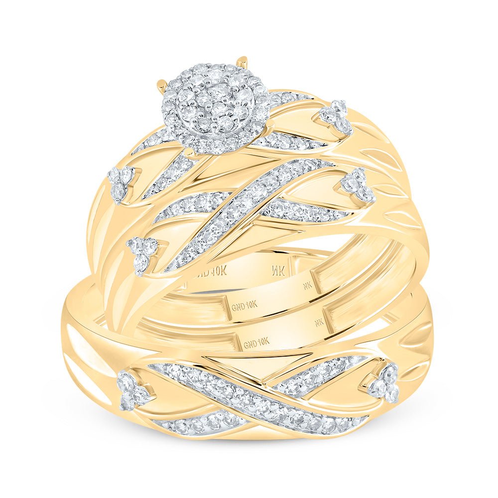 10K Yellow Gold Diamond Trio Ring Set 3/8 Cttw - Splendid Jewellery