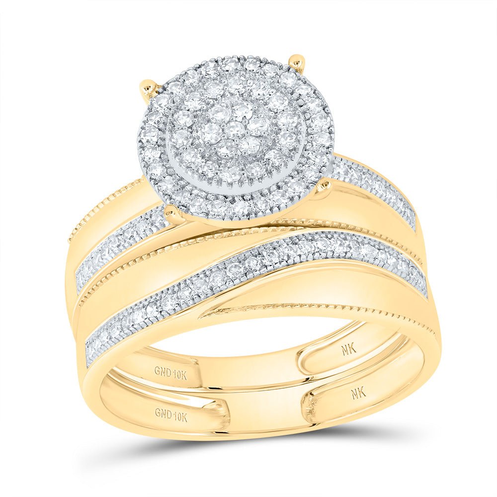 10K Yellow Gold Diamond Trio Ring Set 5/8 Cttw - Splendid Jewellery