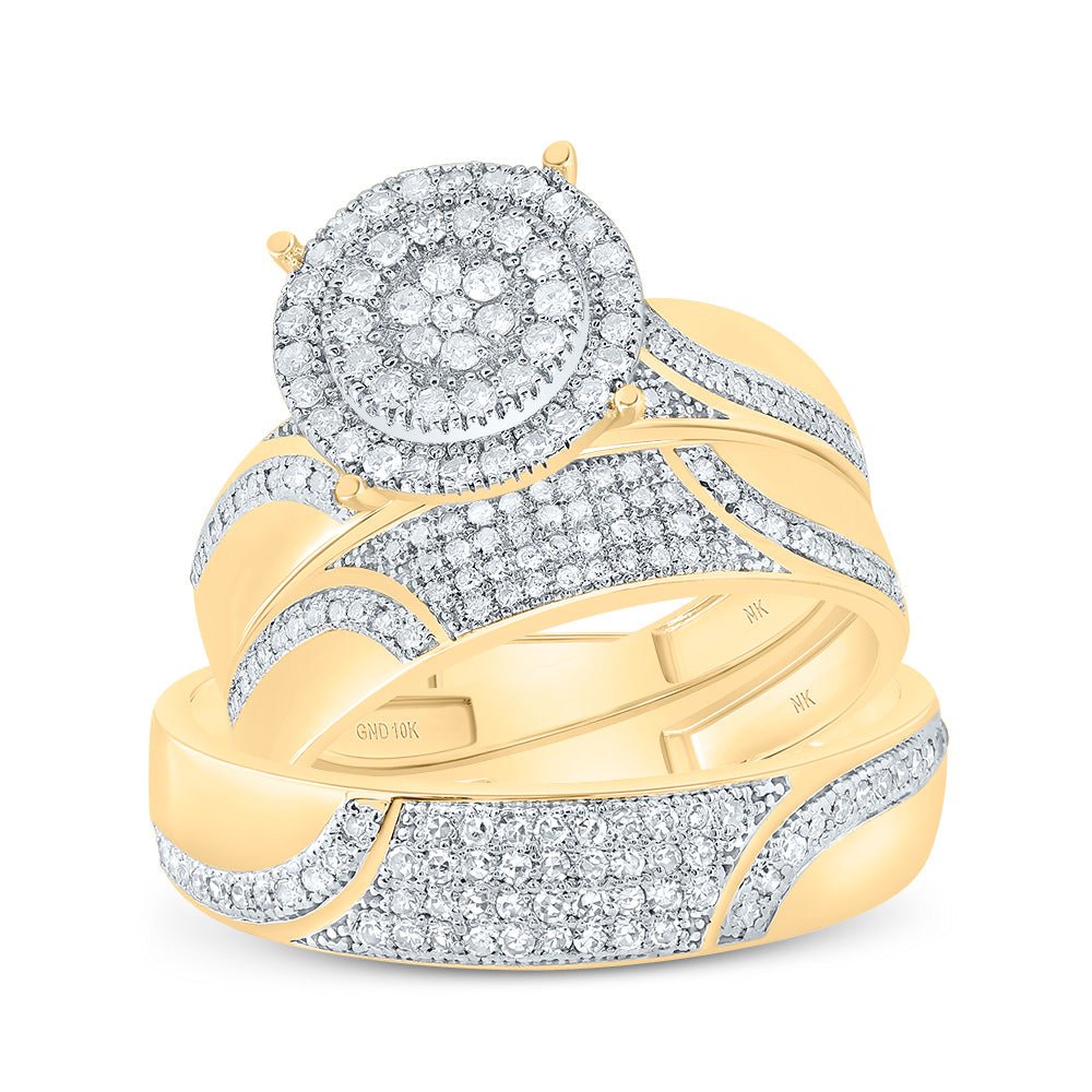 10K Yellow Gold Diamond Trio Ring Set 7/8 Cttw - Splendid Jewellery