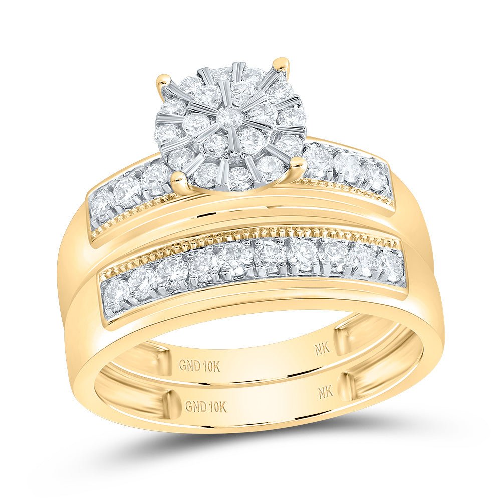 10K Yellow Gold Diamond Trio Ring Set 7/8 Cttw - Splendid Jewellery