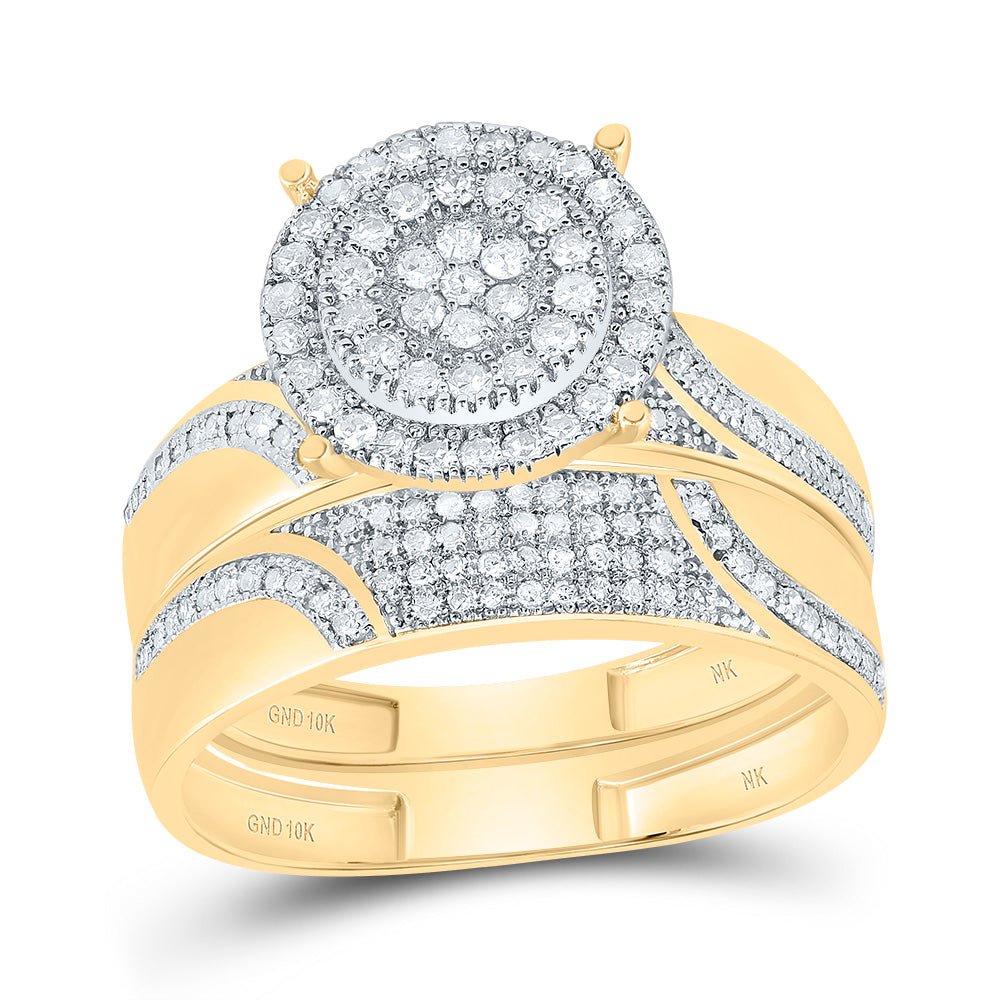 10K Yellow Gold Diamond Trio Ring Set 7/8 Cttw - Splendid Jewellery