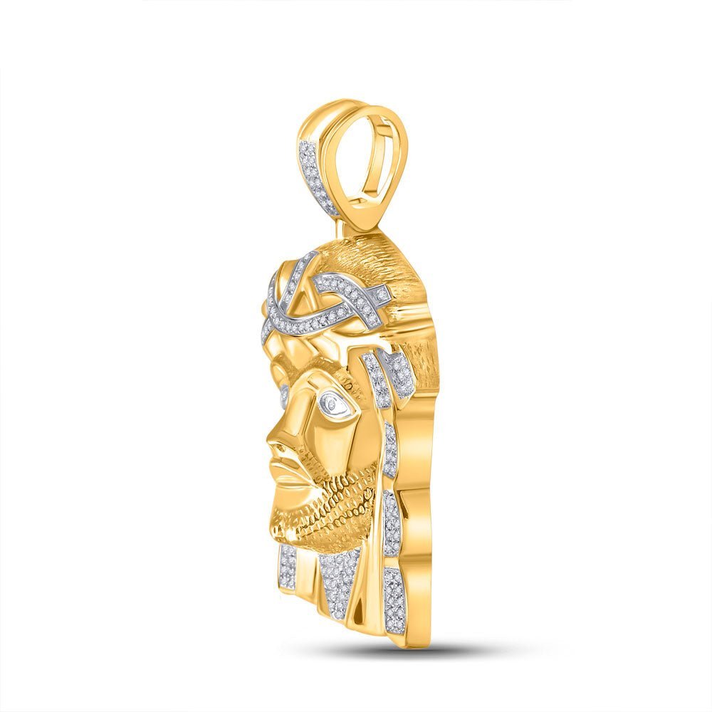 10k Yellow Gold Men's Diamond Jesus Face Charm Pendant 1/2 Cttw - A Divine Statement Piece - Splendid Jewellery