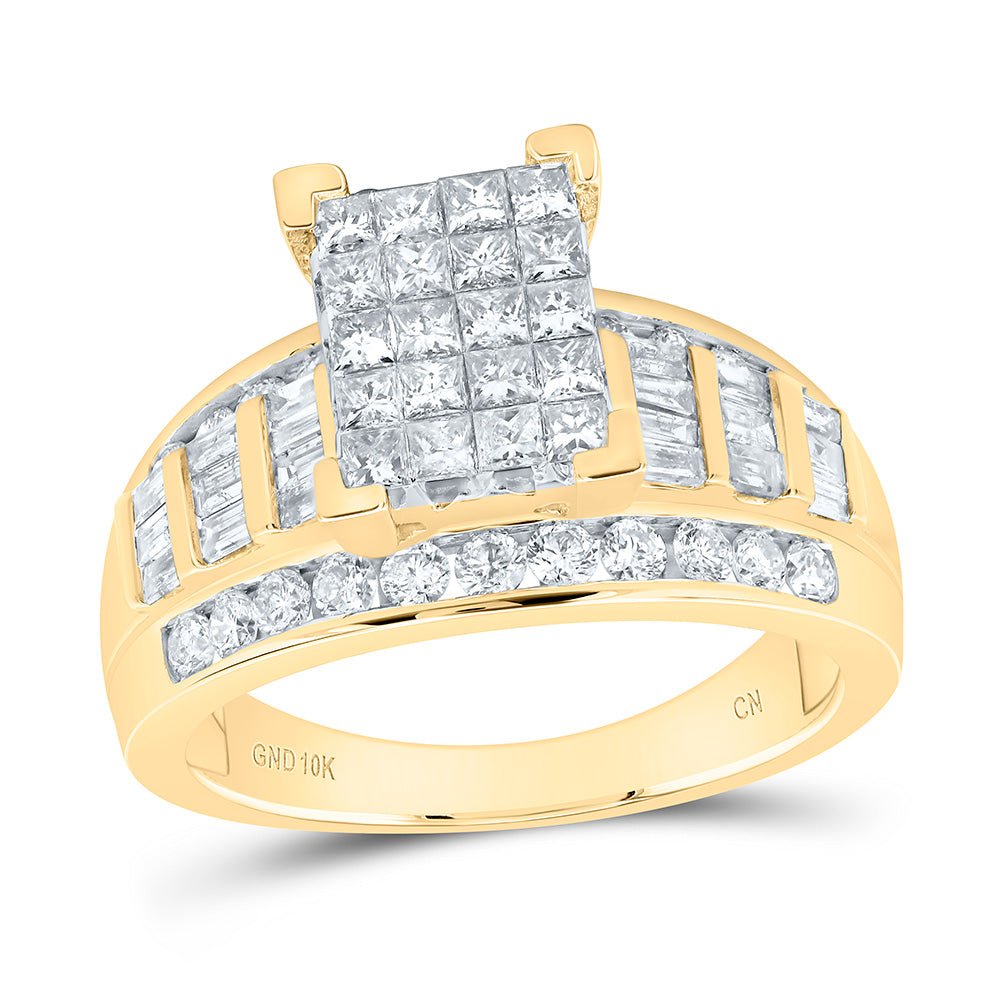 10K Yellow Gold Princess Diamond Ring 1 1/2 Cttw - Splendid Jewellery