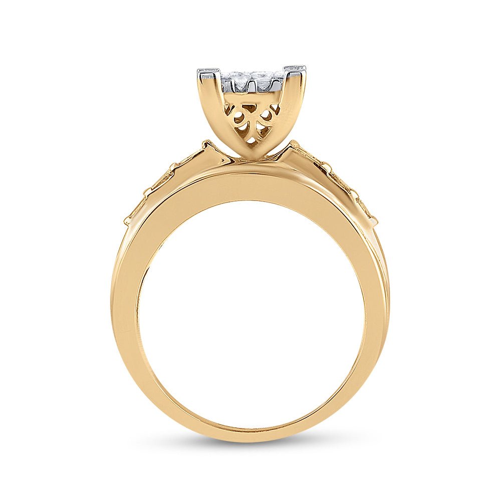 10K Yellow Gold Princess Diamond Ring 1 1/2 Cttw - Splendid Jewellery