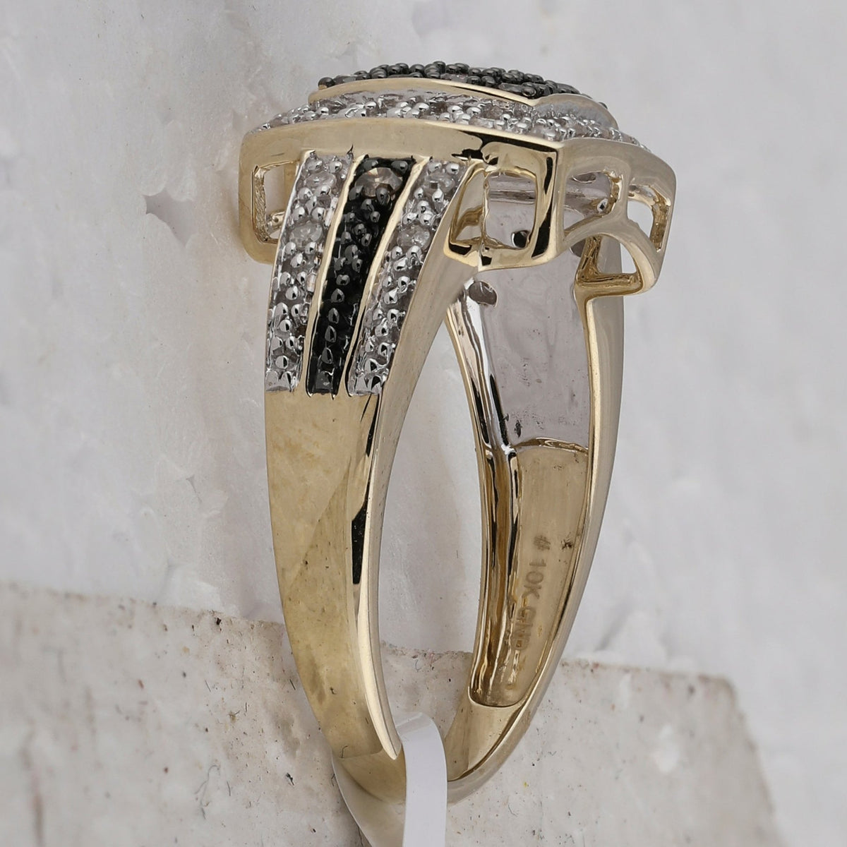 10K Yellow Gold Round Brown Diamond Women's Brown Square Cluster Ring 1/2 Cttw - Splendid Jewellery