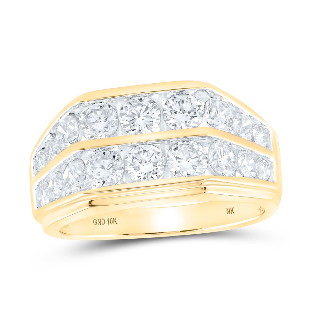 10K Yellow Gold Round Diamond Band Ring 3 Cttw - Splendid Jewellery