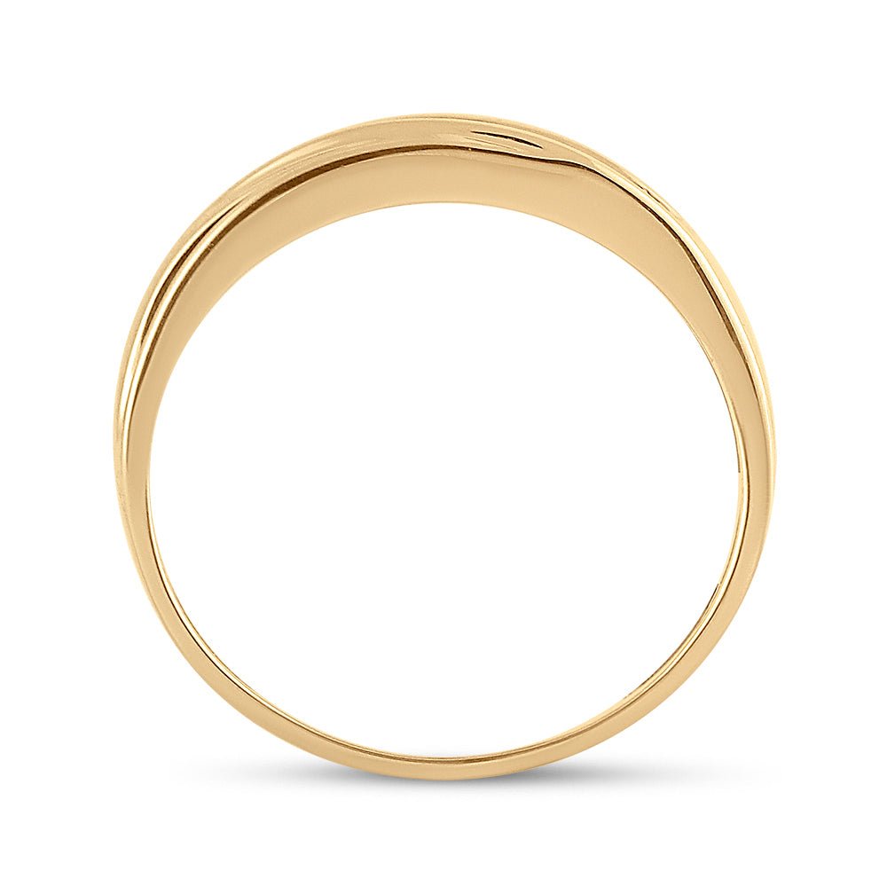 10K Yellow Gold Round Diamond Channel Set Men's Curved 2 Tone Wedding Band 1/4 Cttw - Splendid Jewellery
