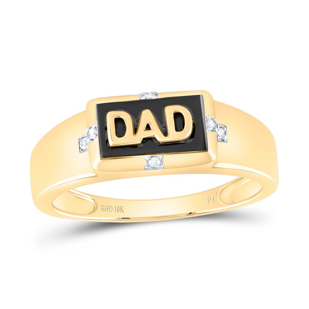 10K Yellow Gold Round Diamond Dad Mens Ring 0.03 Cttw - Splendid Jewellery