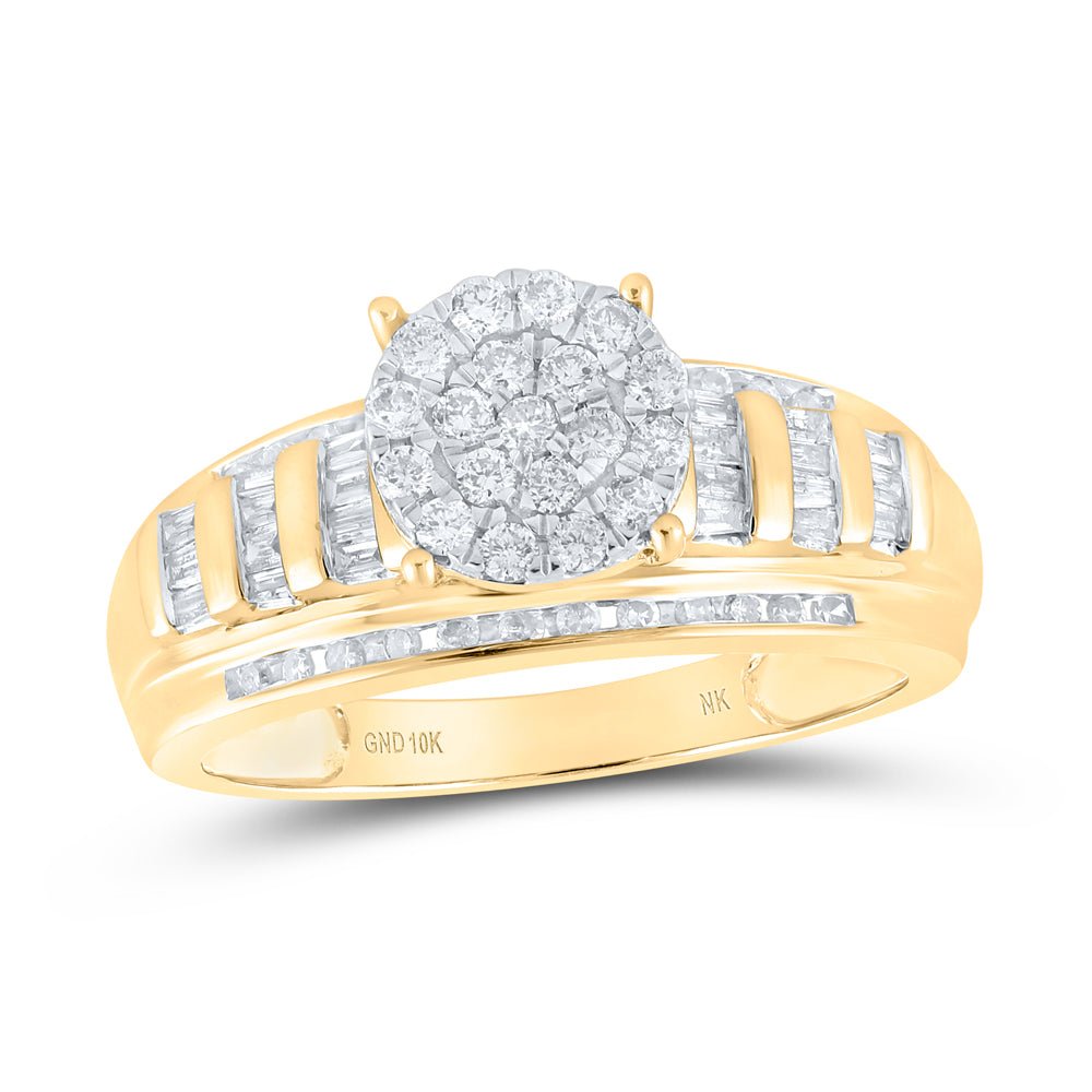10K Yellow Gold Round Diamond Designer Ring 1/2 Cttw - Splendid Jewellery
