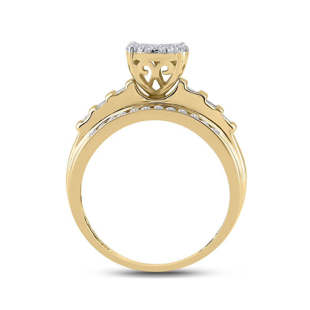 10K Yellow Gold Round Diamond Designer Ring 1/2 Cttw - Splendid Jewellery