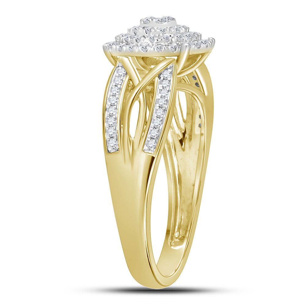 10K Yellow Gold Round Diamond Designer Ring 3/8 Cttw - Splendid Jewellery