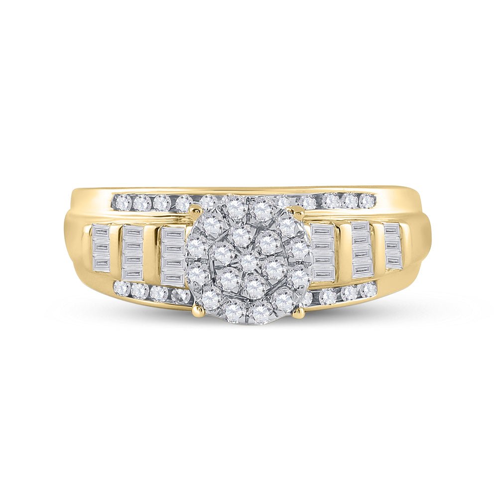 10K Yellow Gold Round Diamond Designer Ring S 8 1/2 Cttw - Splendid Jewellery