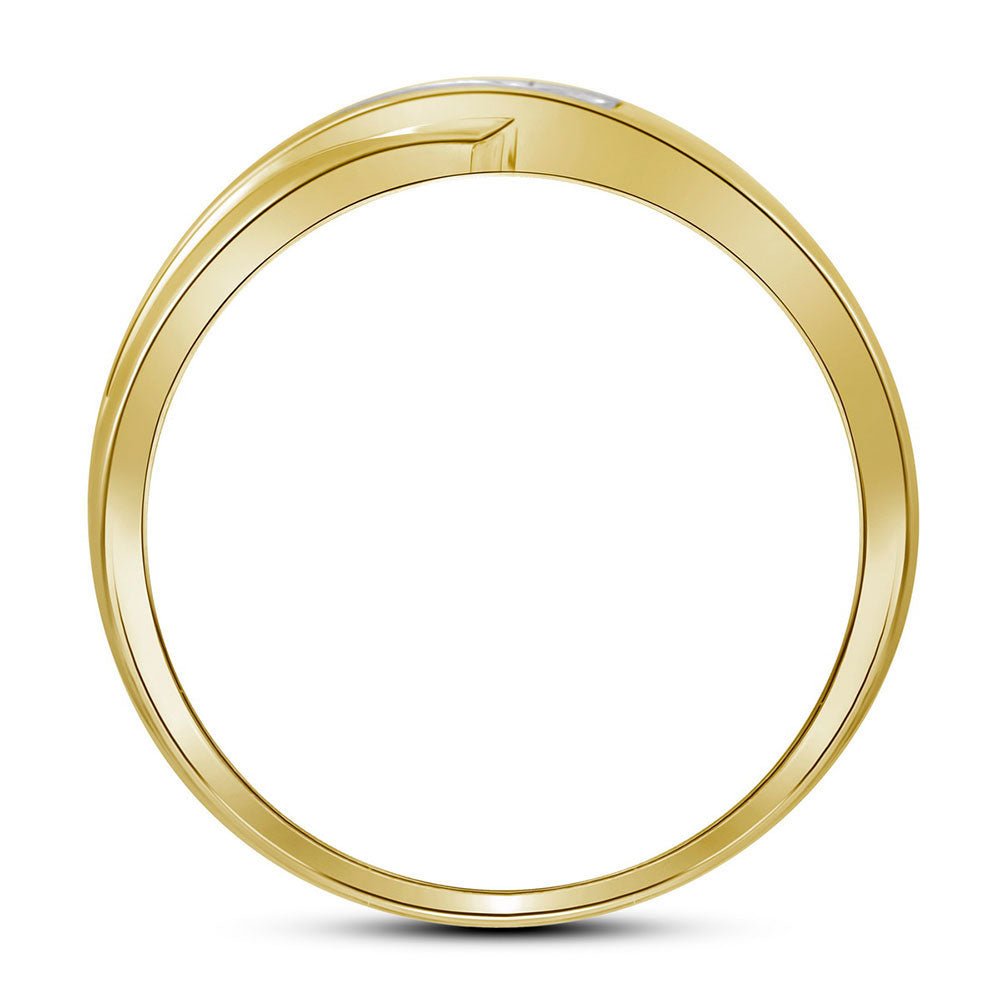 10K Yellow Gold Round Diamond Fashion Men's Band 1/8 Cttw - Splendid Jewellery