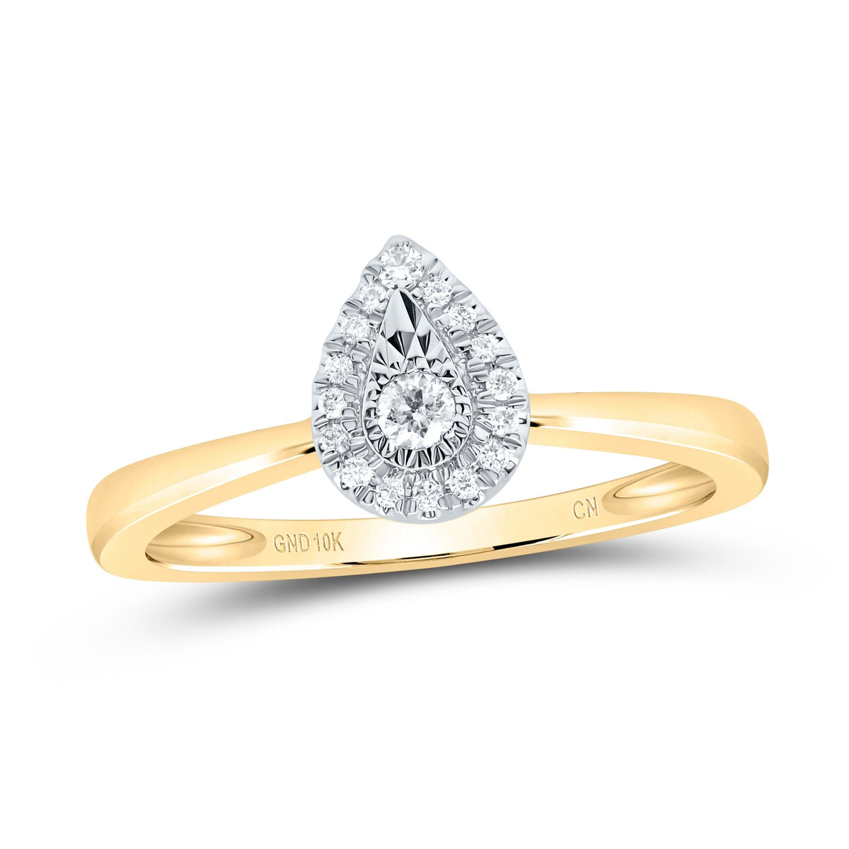 10K Yellow Gold Round Diamond Fashion Promise Ring 1/12 Cttw - Splendid Jewellery