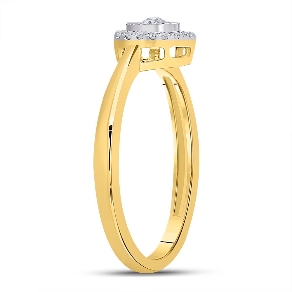10K Yellow Gold Round Diamond Fashion Promise Ring 1/12 Cttw - Splendid Jewellery