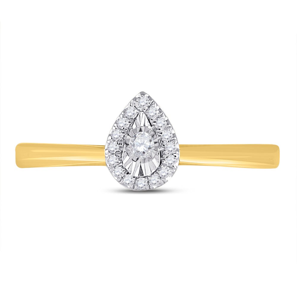 10K Yellow Gold Round Diamond Fashion Promise Ring 1/12 Cttw - Splendid Jewellery