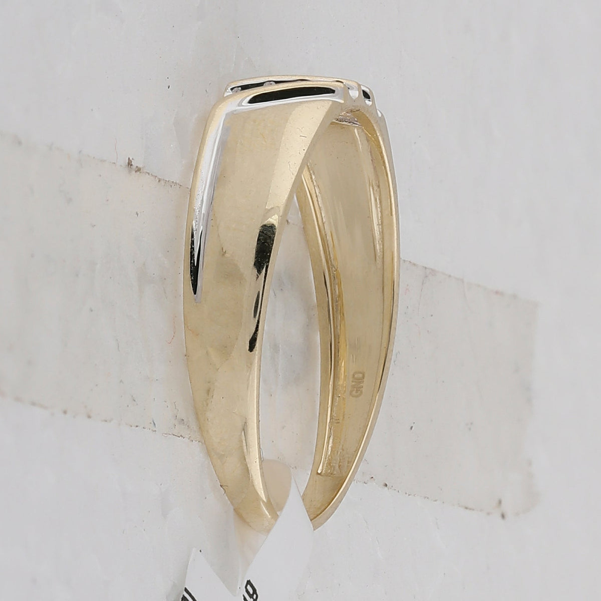 10K Yellow Gold Round Diamond Men's Channel Set Diagonal Triple Row Wedding Band - Splendid Jewellery