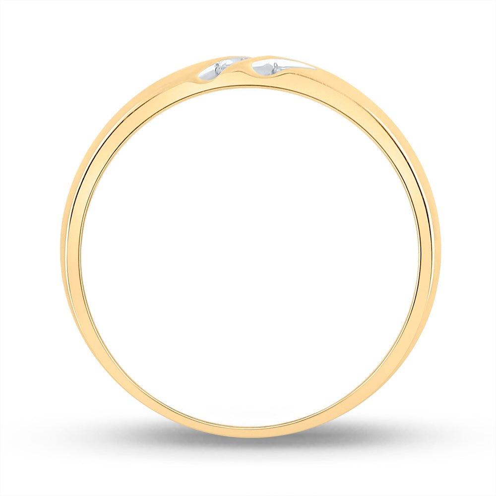 10K Yellow Gold Round Diamond Men's Channel Set Triple Row Wedding Band Ring 1/8 Cttw - Splendid Jewellery