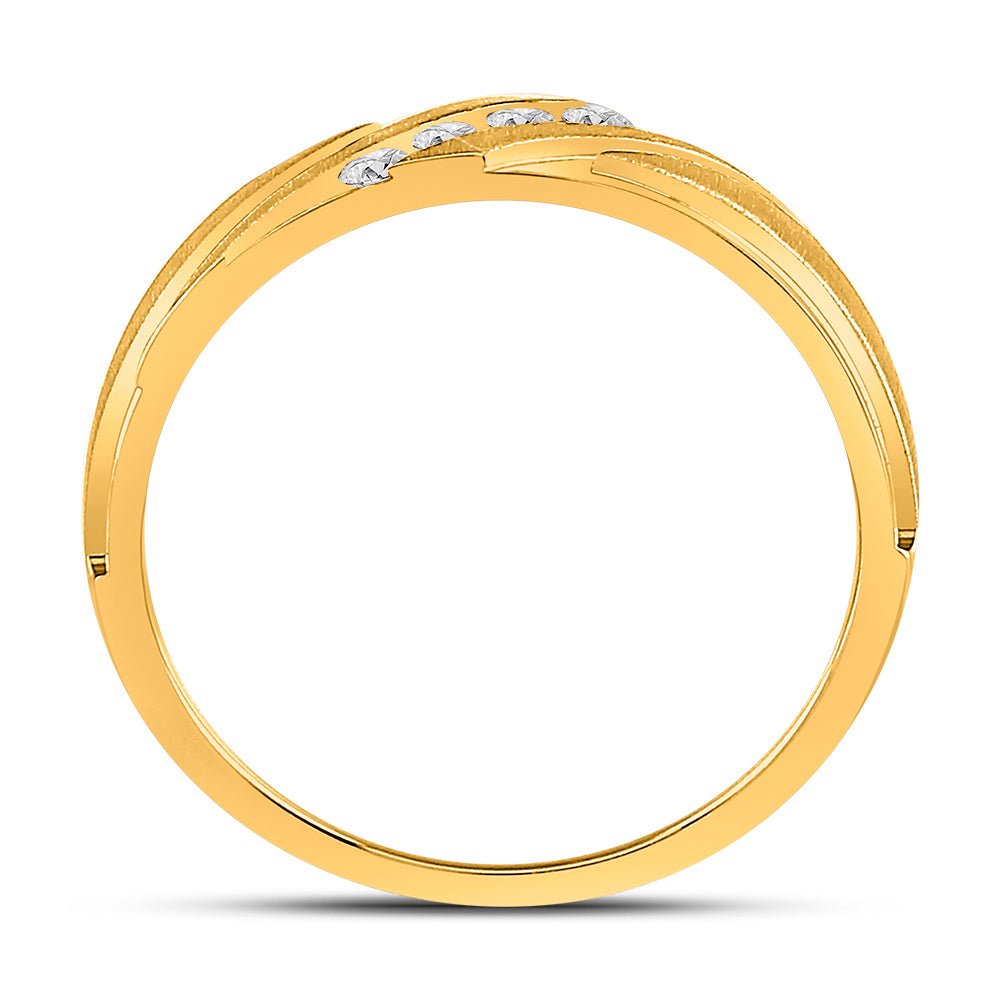 10K Yellow Gold Round Diamond Men's Channel Set Wedding Anniversary Band Ring 1/6 Cttw - Splendid Jewellery