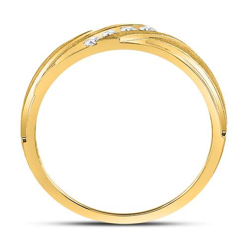 10K Yellow Gold Round Diamond Men's Channel Set Wedding Anniversary Band Ring 1/6 Cttw - Splendid Jewellery