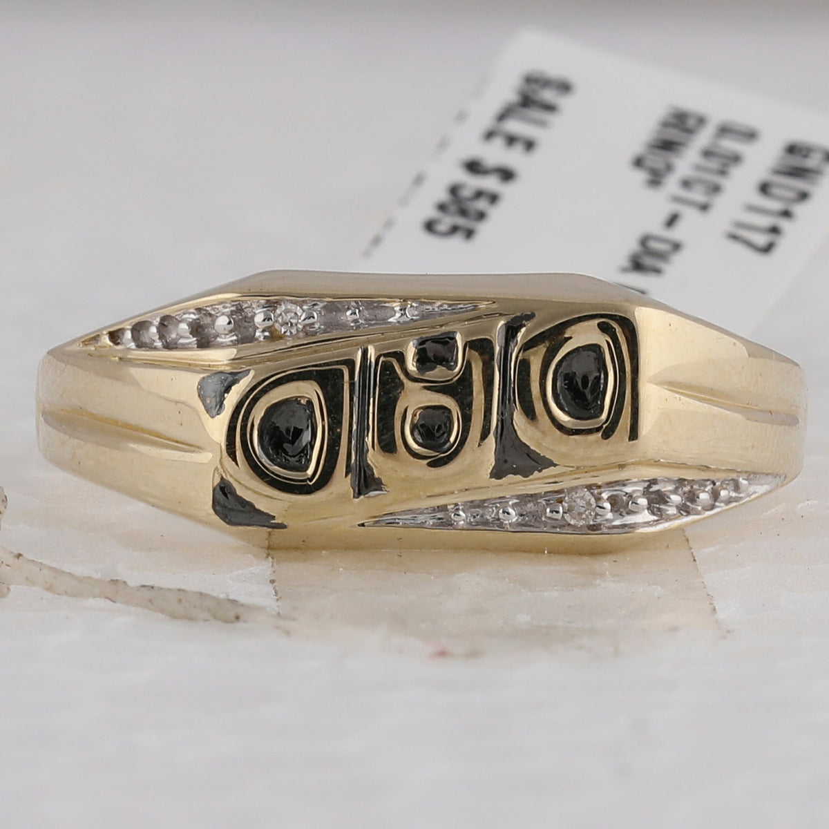 10K Yellow Gold Round Diamond Mens Dad Father Band Ring . 0.01 Cttw - Splendid Jewellery