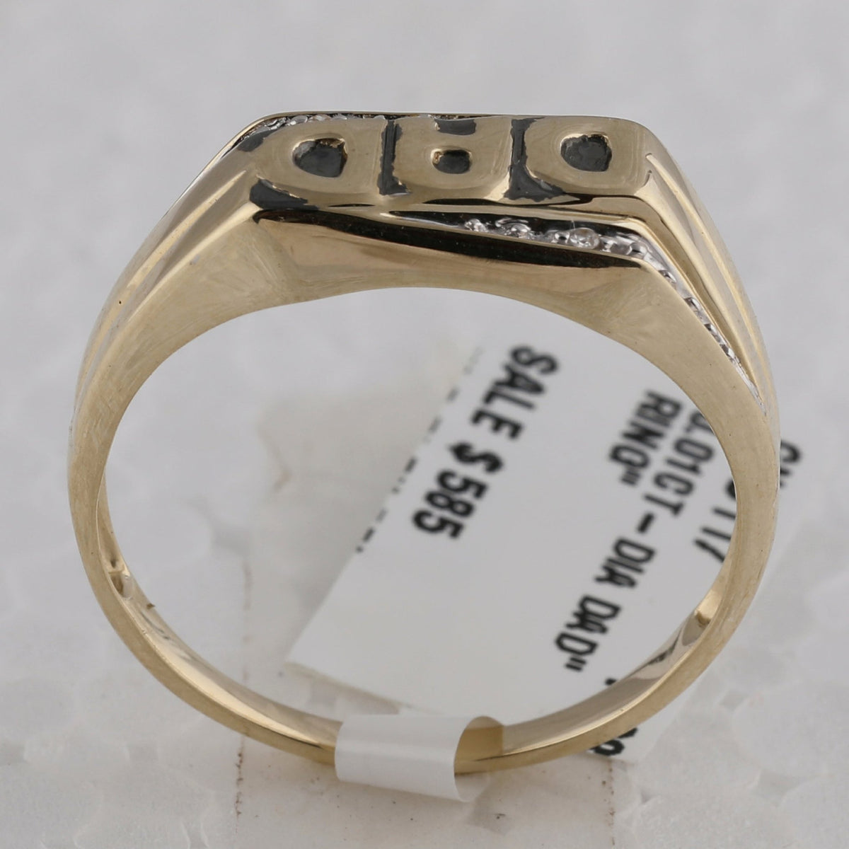 10K Yellow Gold Round Diamond Mens Dad Father Band Ring . 0.01 Cttw - Splendid Jewellery