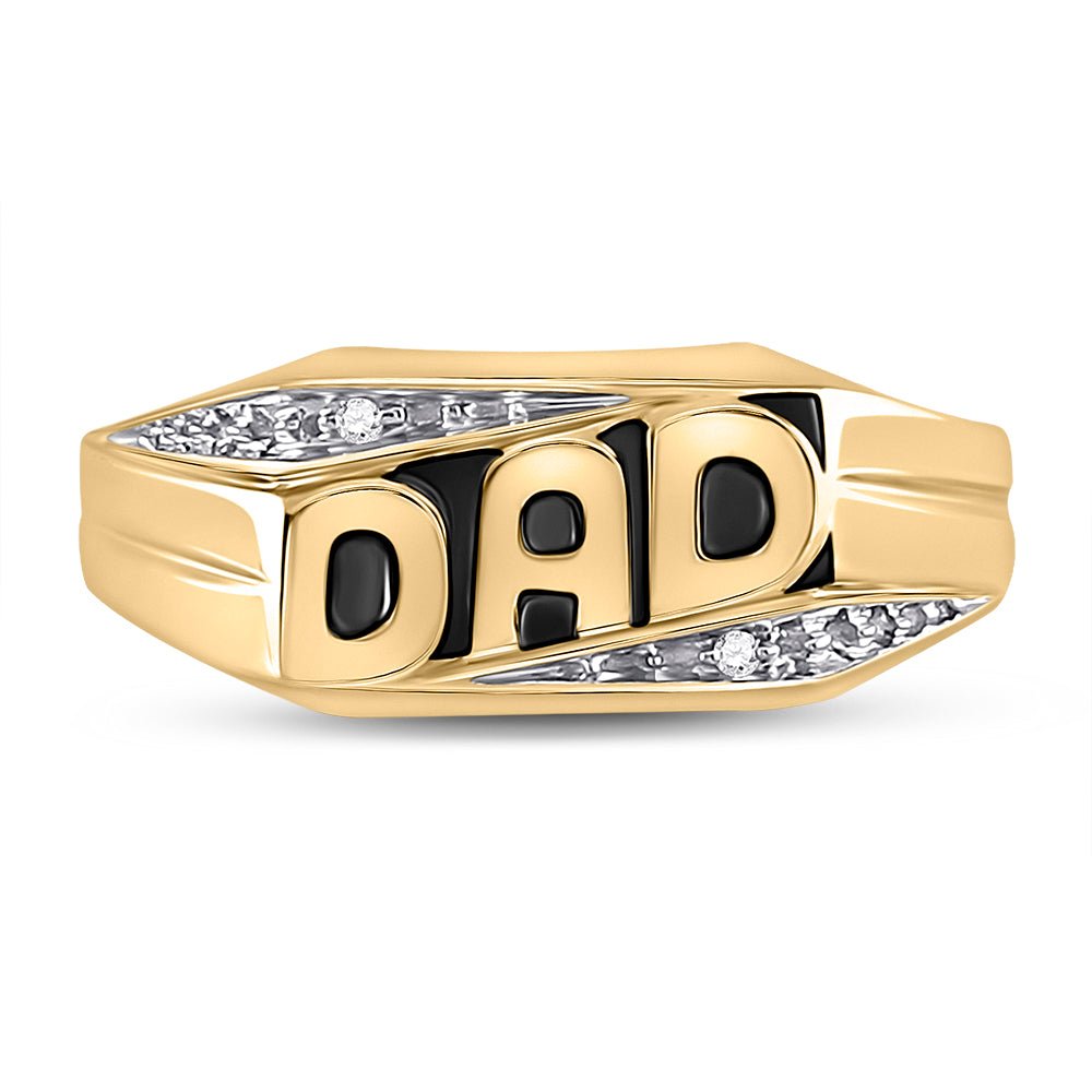 10K Yellow Gold Round Diamond Mens Dad Father Ring . 0.01 Cttw - Splendid Jewellery