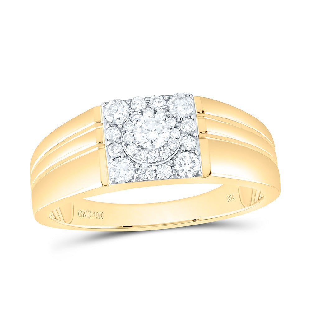 10K Yellow Gold Round Diamond Mens Ring 1/2 Cttw - Splendid Jewellery