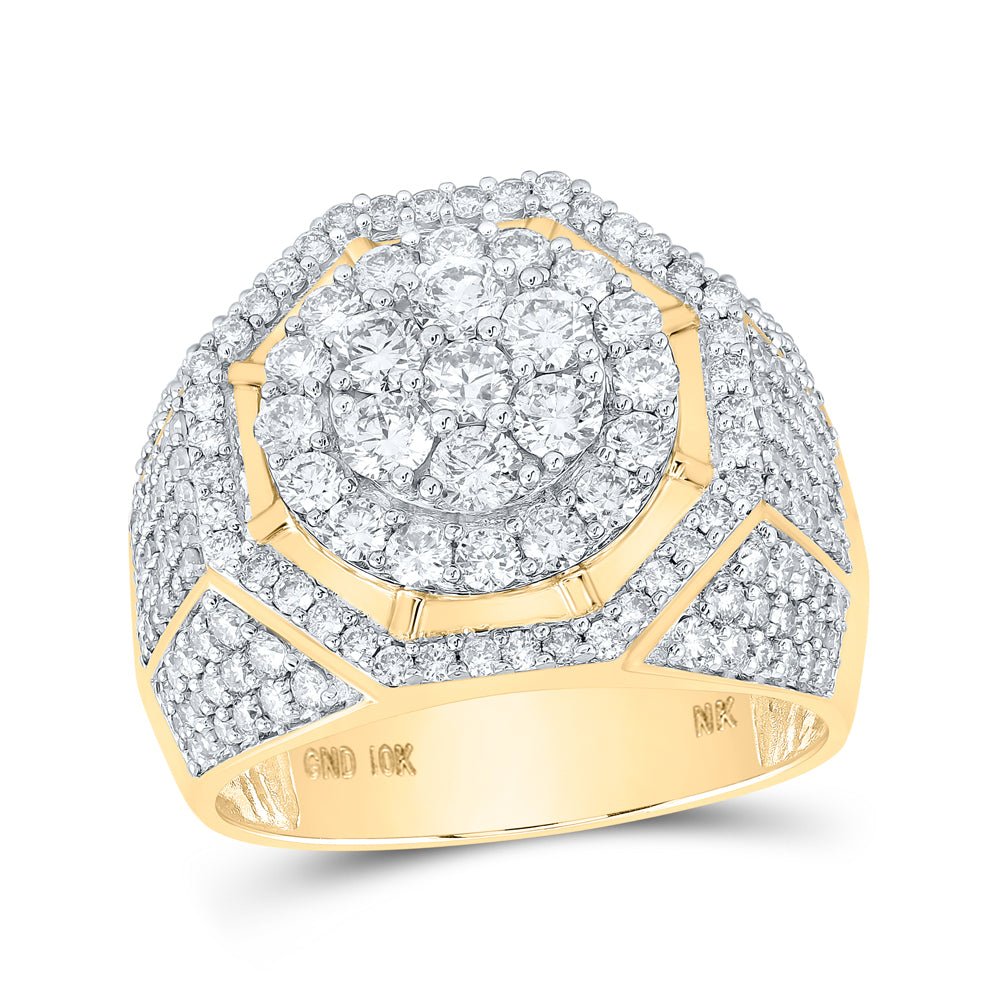 10K Yellow Gold Round Diamond Mens Ring 2 7/8 Cttw - Splendid Jewellery