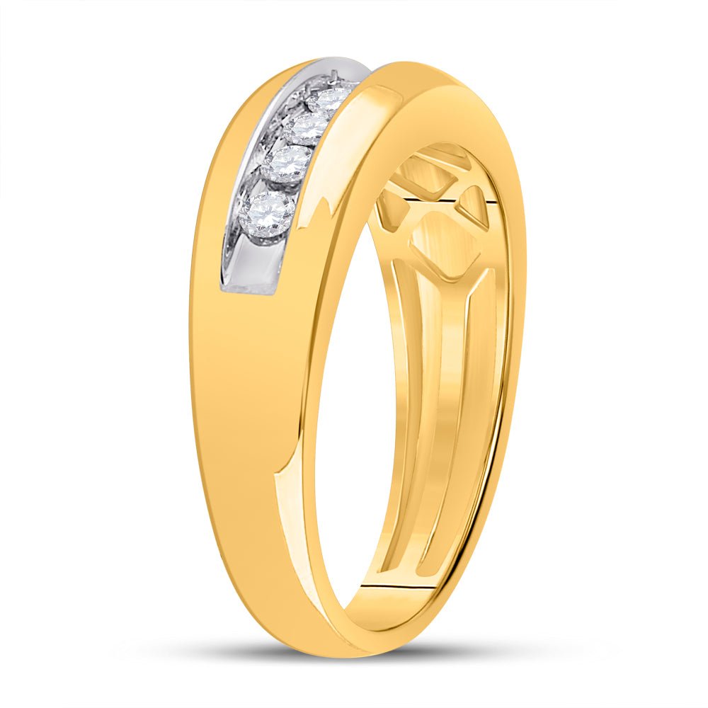 10K Yellow Gold Round Diamond Men's Wedding Band Ring 1/2 Cttw - Splendid Jewellery