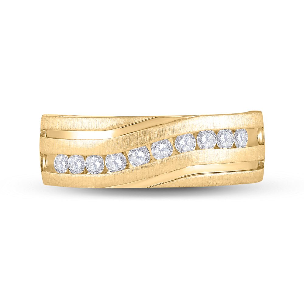 10K Yellow Gold Round Diamond Men's Wedding Band Ring 1/2 Cttw - Splendid Jewellery