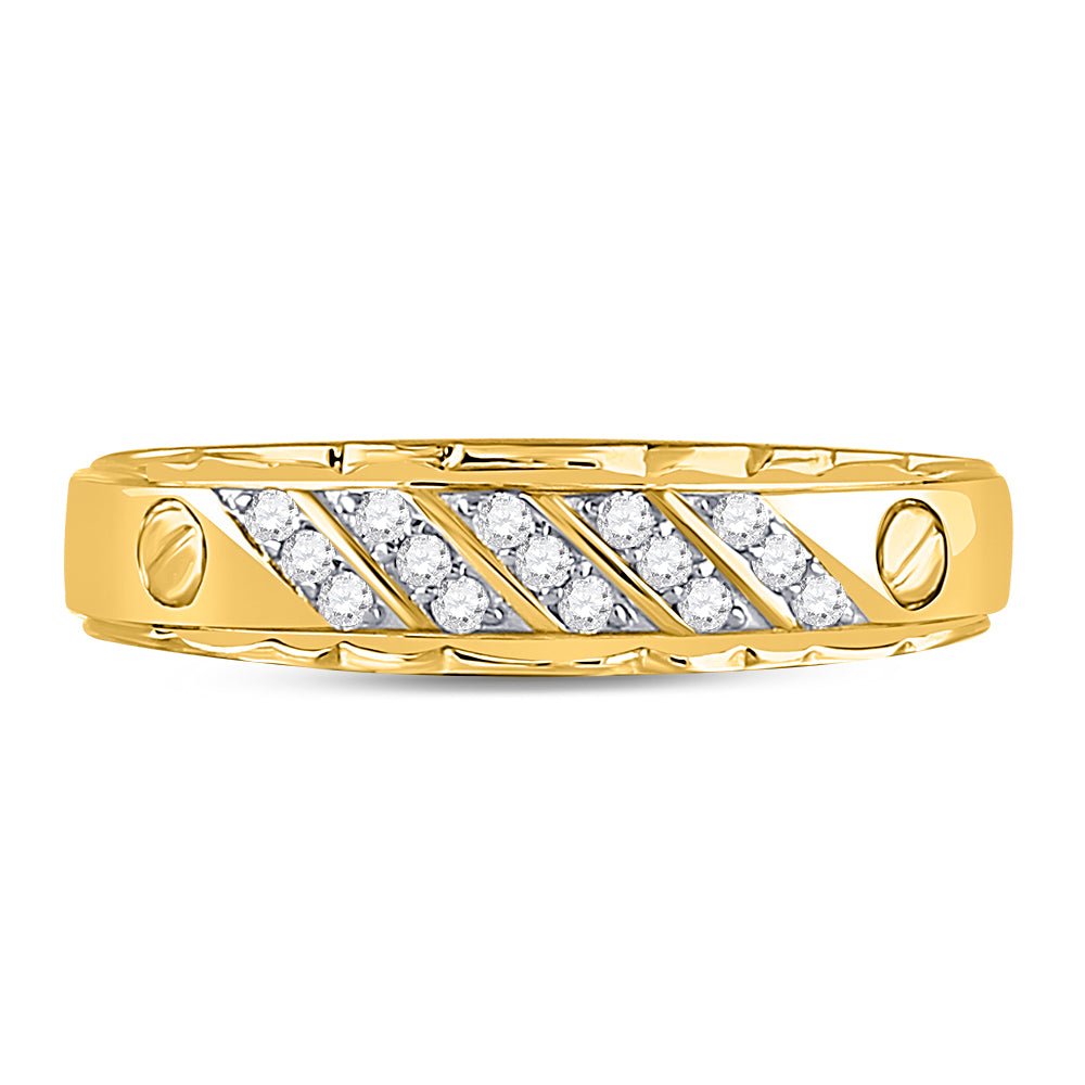 10K Yellow Gold Round Diamond Men's Wedding Band Ring 1/5 Cttw - Splendid Jewellery
