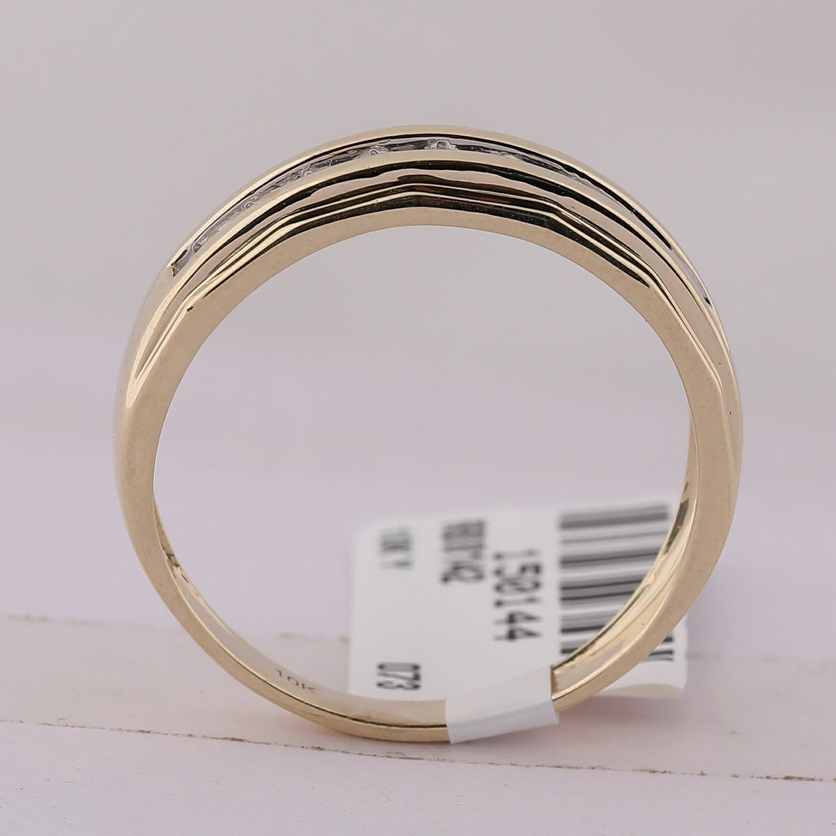 10K Yellow Gold Round Diamond Men's Wedding Channel Set Band Ring 1/5 Cttw - Splendid Jewellery