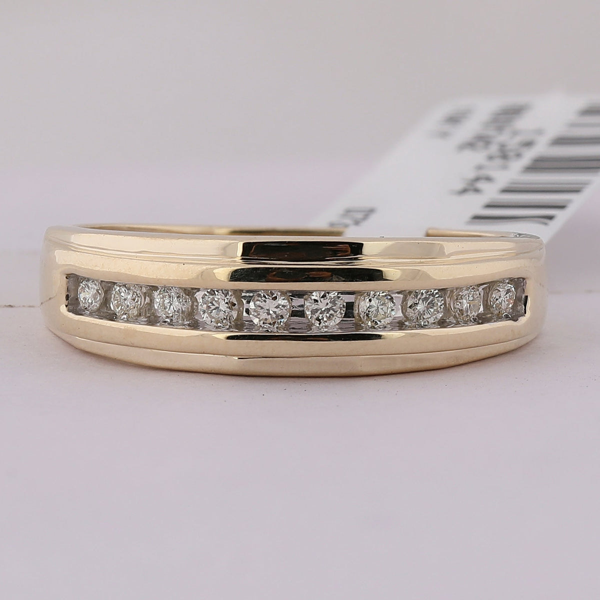 10K Yellow Gold Round Diamond Men's Wedding Channel Set Band Ring 1/5 Cttw - Splendid Jewellery